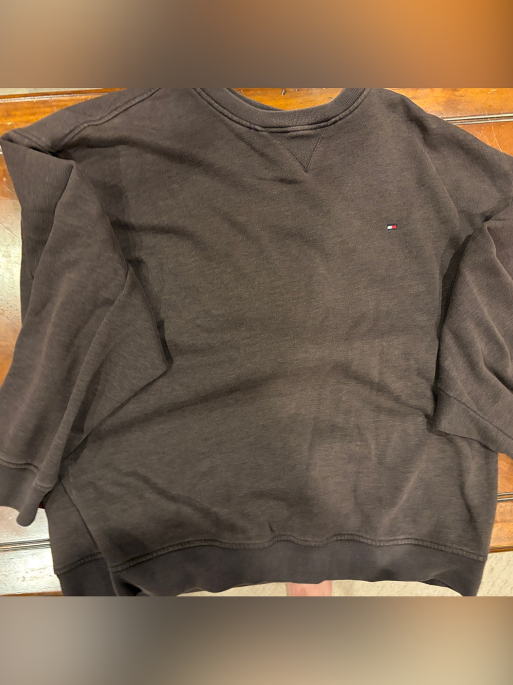 Tommy Hilfiger Charcoal Crewneck Sweatshirt with Flag Logo